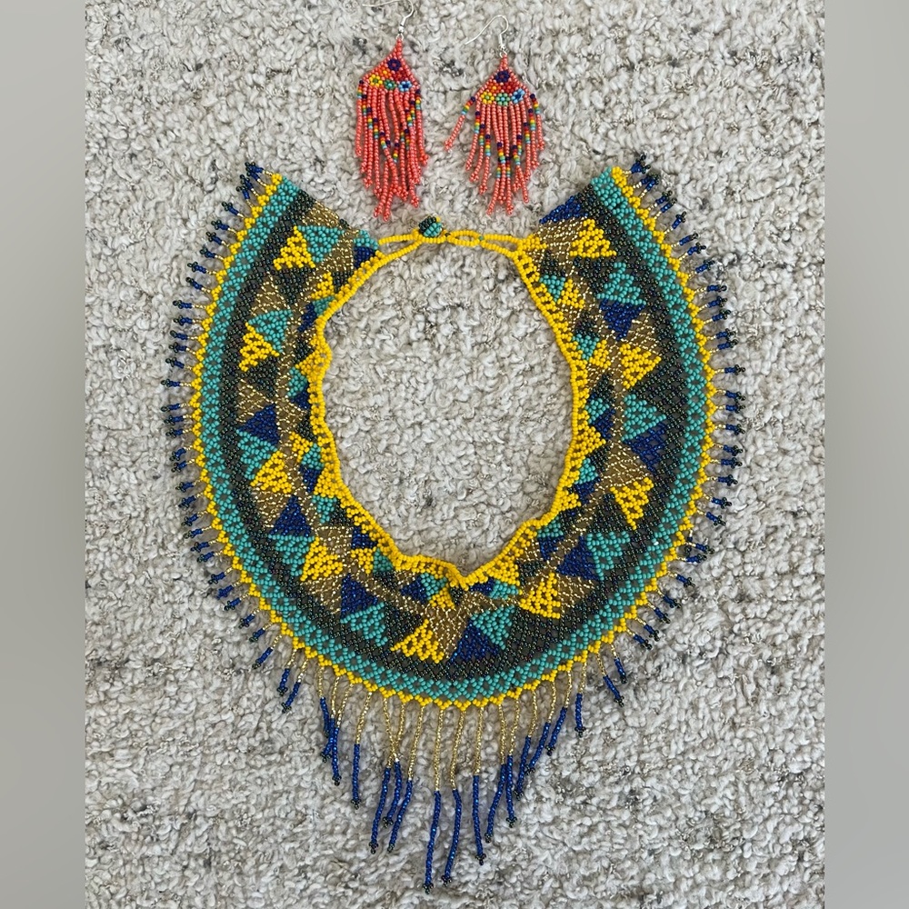 Handmade Traditional Mexican Necklace and Earrings - Picture 6 of 6